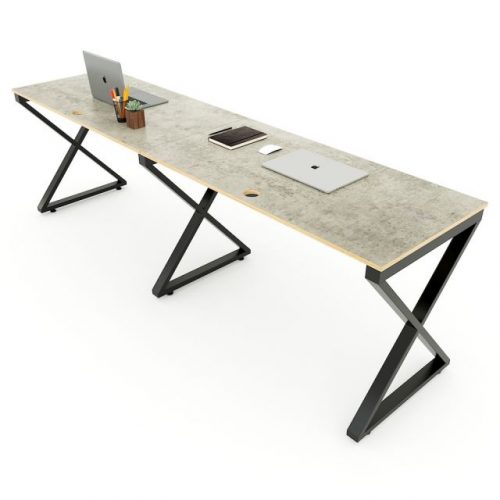 Bàn cụm 2 người 240x60cm gỗ Plywood phủ melamin chân Xconcept