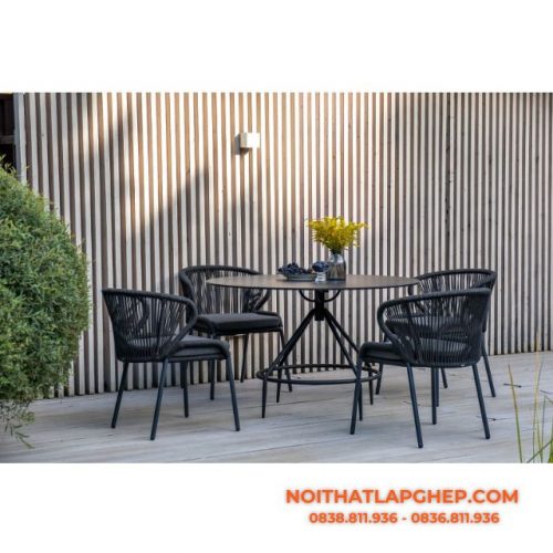 Bộ bàn ghế Verti chân sắt tối giản ngoài trời