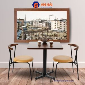 Bộ bàn ghế ngồi cafe BBG006 vuông và 2 ghế lưng cong