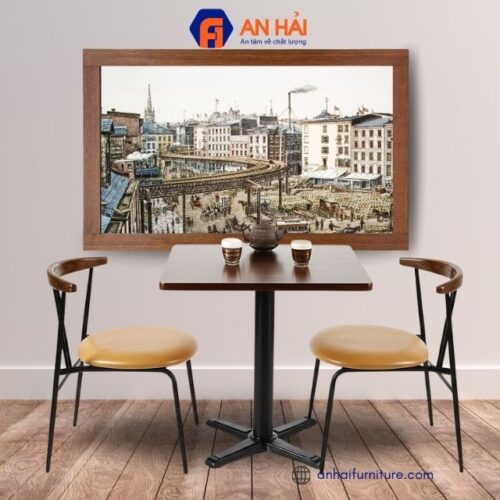 Bộ bàn ghế ngồi cafe BBG006 vuông và 2 ghế lưng cong