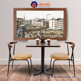 Bộ bàn ghế ngồi cafe BBG006 vuông và 2 ghế lưng cong