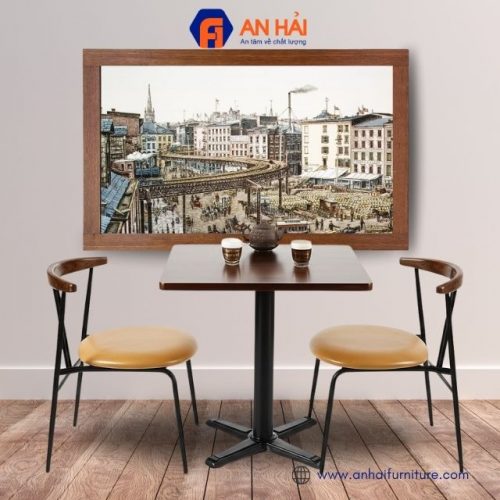 Bộ bàn ghế ngồi cafe BBG006 vuông và 2 ghế lưng cong