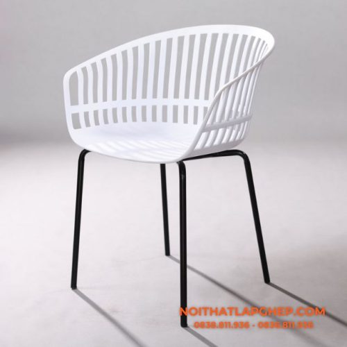 Ghế Verti chân sắt tối giản màu trắng