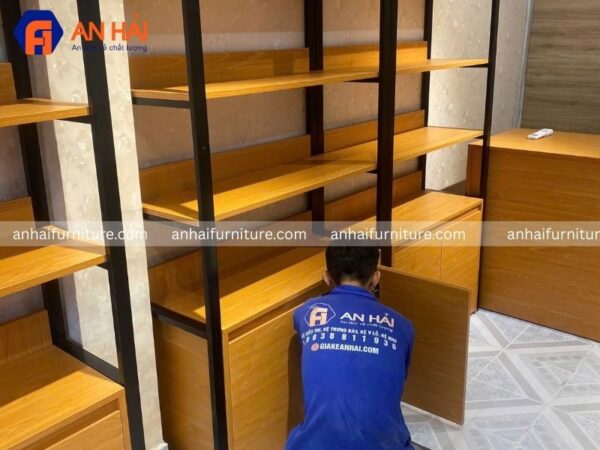 Một số mẫu kệ khung sắt mâm gỗ có hộc tủ tiêu biểu tại an hải