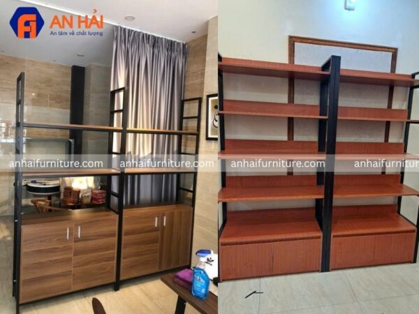 Một số mẫu kệ khung sắt mâm gỗ có hộc tủ tiêu biểu tại an hải