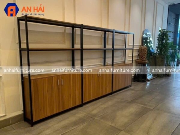 Một số hình ảnh kệ khung sắt mâm gỗ có hộc tủ