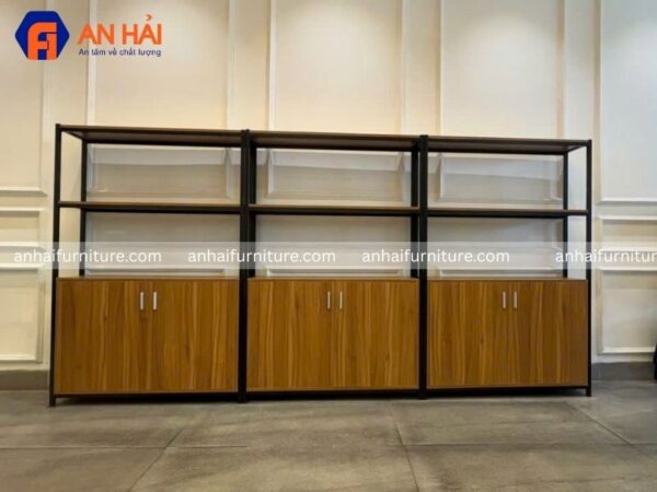 Ưu điểm vượt trội của kệ khung sắt mâm gỗ có hộc tủ