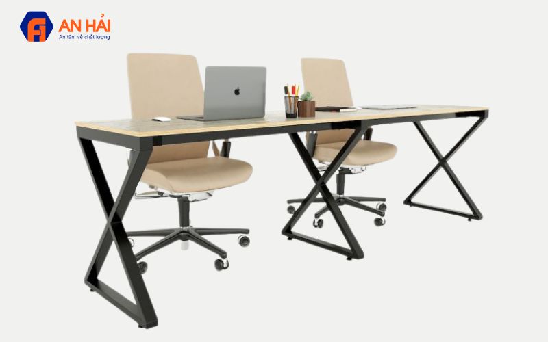 Bàn cụm 2 người 240x60cm gỗ Plywood phủ melamin chân Xconcept