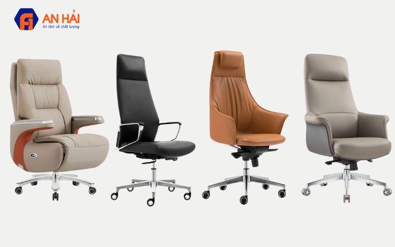 Ghế giám đốc ngả lưng gác chân điều khiển bằng nút bấm điện+Ghá giám đốc cao cấp bọc da PU khung nhôm+Ghế giám đốc cao cấp bọc da chân xoay hợp kim nhôm+Ghế giám đốc bọc nệm da lưng tựa cao chân xoay