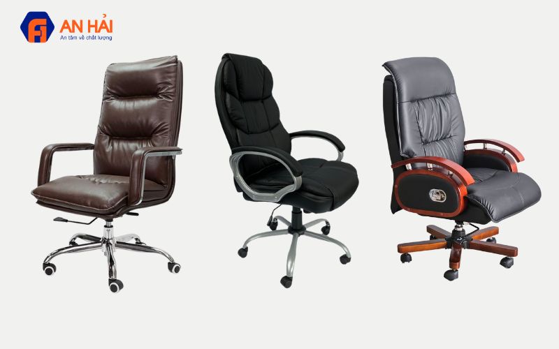 Ghế giám đốc bọc da Simili cao cấp màu Nâu+Ghế giám đốc lưng cao chân xoay bọc simili cao cấp+Ghế giám đốc bọc da ngả lưng tựa tay gỗ