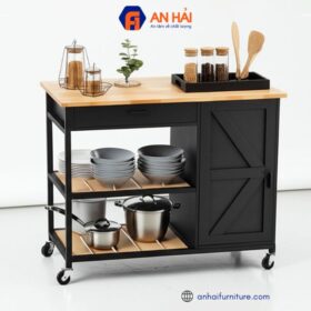 Kệ bếp di động REXO 105x45x95cm gỗ cao su KB001