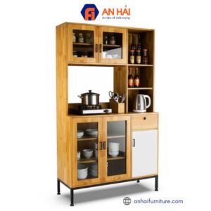 Tủ bếp đa năng REMO 100x40x160cm gỗ cao su KB003