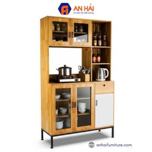 Tủ bếp đa năng REMO 100x40x160cm gỗ cao su KB003