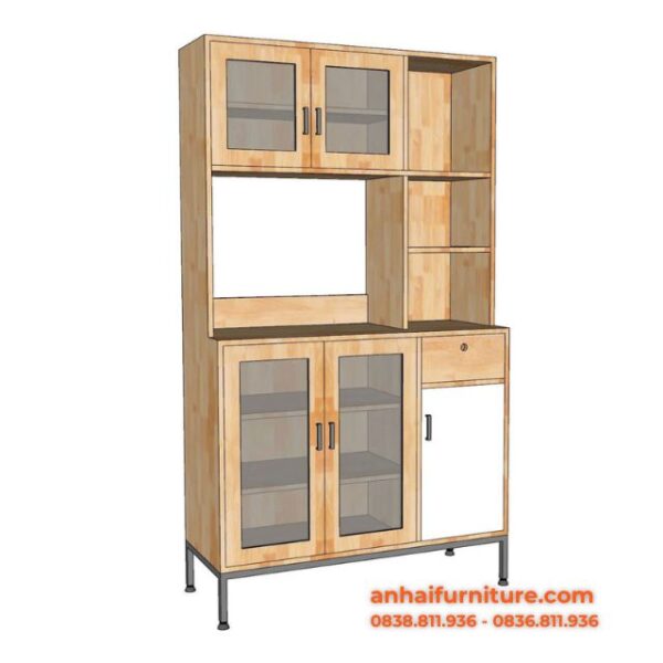 Tủ bếp đa năng REMO 100x40x160cm gỗ cao su KB003