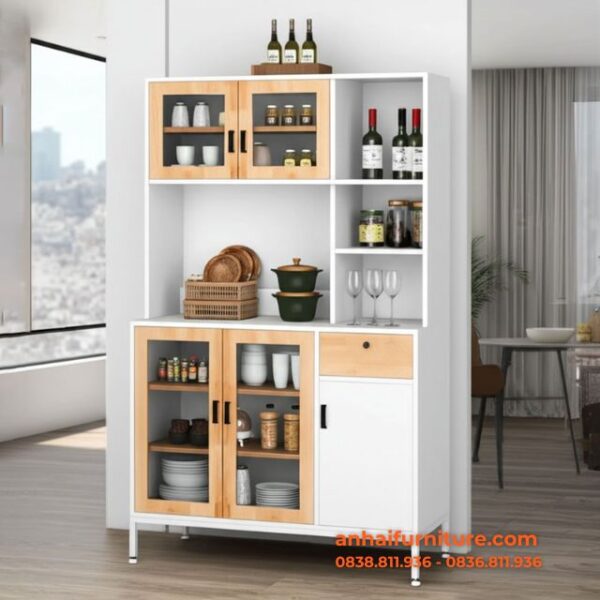 Tủ bếp đa năng REMO 100x40x160cm gỗ cao su KB003