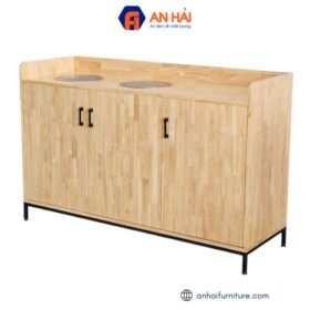 Tủ đựng rác 2 ngăn 150x50x95cm gỗ cao su TDR001
