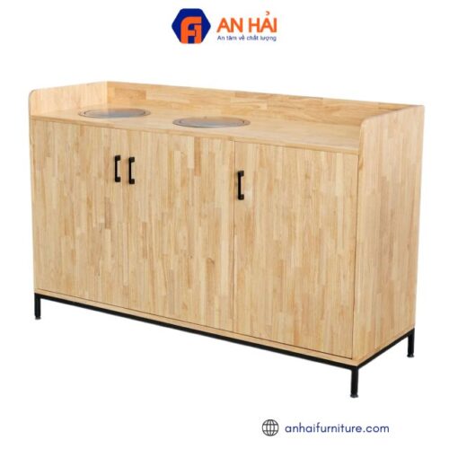 Tủ đựng rác 2 ngăn 150x50x95cm gỗ cao su TDR001