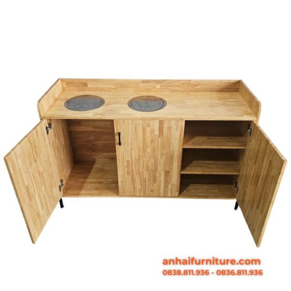 Tủ đựng rác 2 ngăn 150x50x95cm gỗ cao su TDR001