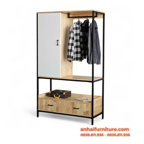 Tủ quần áo 120x50x200cm gỗ cao su TQA001
