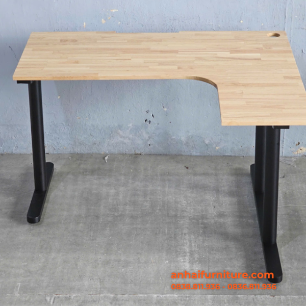 Hình ảnh thực tế Bàn làm việc chữ L 120x100cm gỗ cao su hệ TIO BLVO037