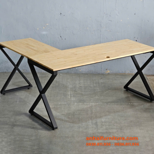Hình ảnh thực tế Bàn góc chữ L 160×140cm gỗ cao su hệ XConcept BLVC053