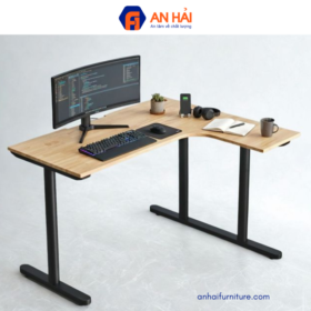 Bàn làm việc chữ L 120x100cm gỗ cao su hệ TIO BLVO037