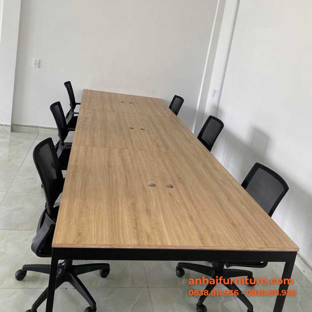 Bàn văn phòng có vách ngăn cụm 6 gỗ Plywood 360×120cm