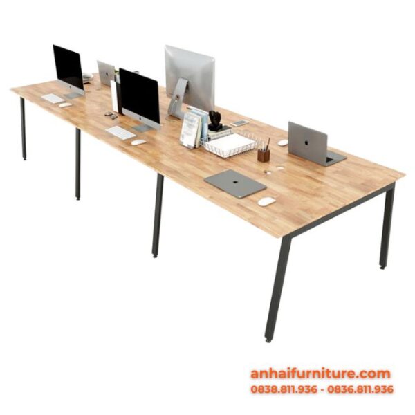 Bàn văn phòng dài cụm 6 360×120 Aton Concept chân sắt lắp ráp BLVT015