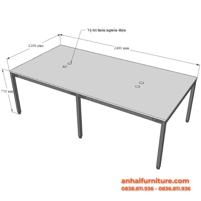 bàn cụm 4 người 240x120cm gỗ Plywood chân hệ UConcept HBUC047